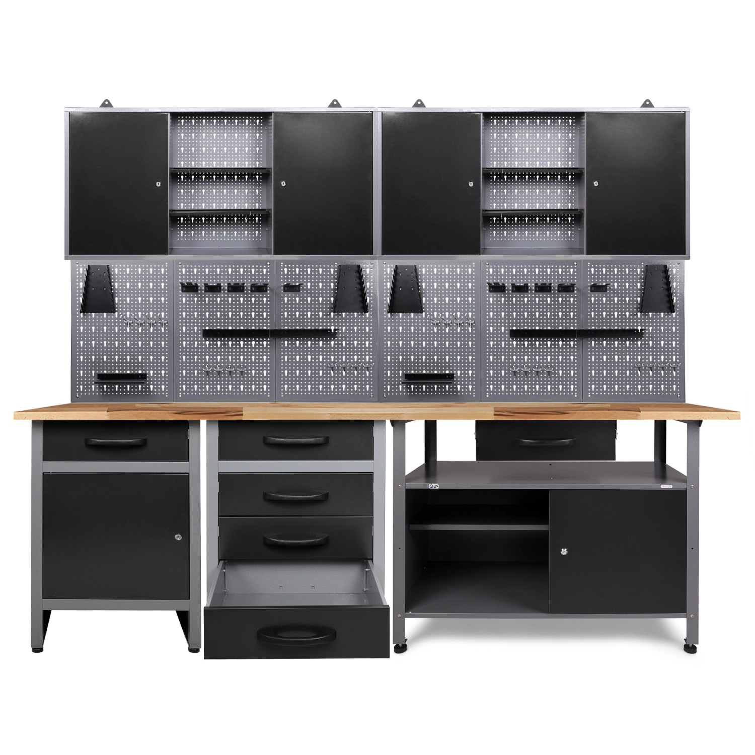 Ondis24 Werkbank Set Tüftler 240 cm 2 Schränke Werkstatt