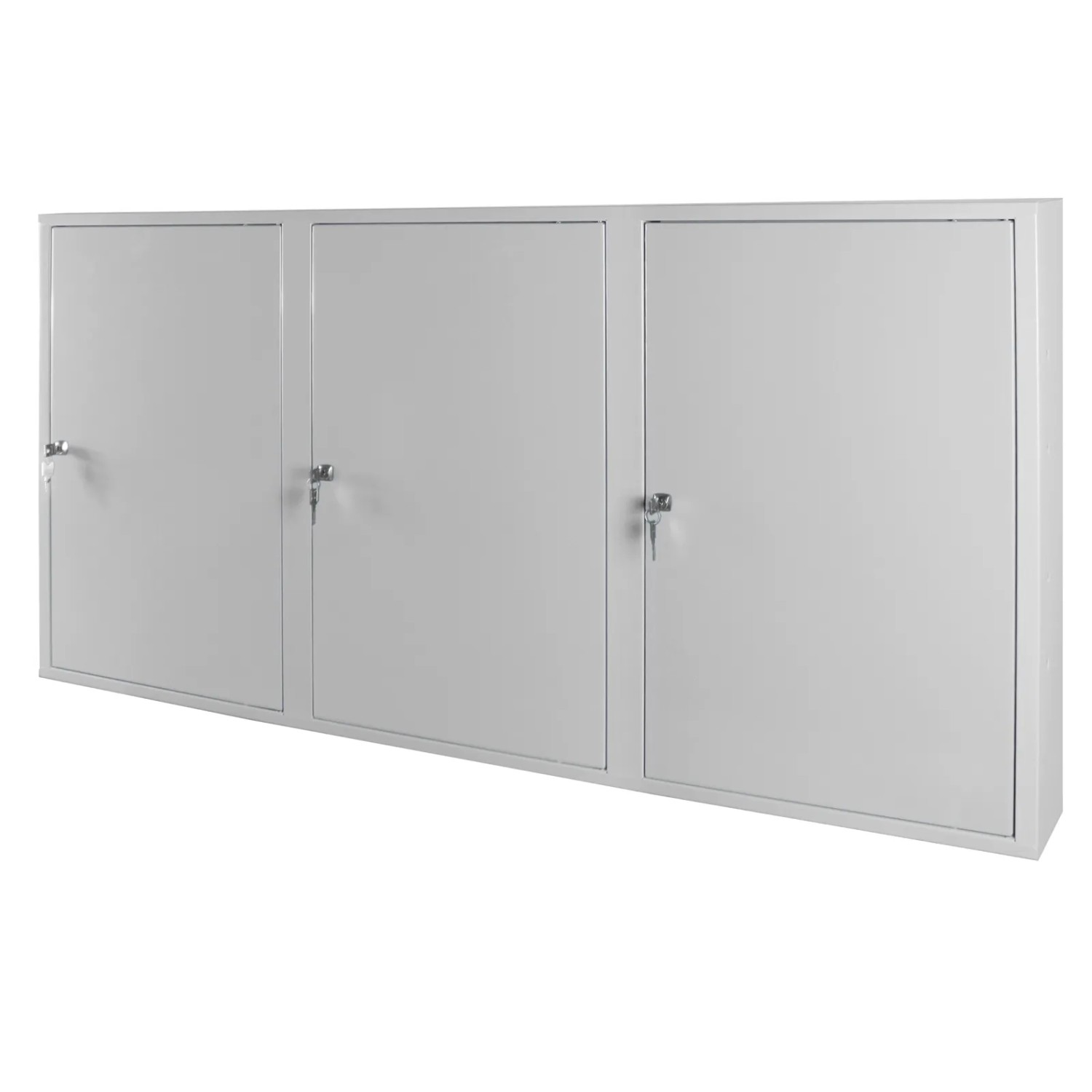 PROREGAL Werkzeugwandschrank mit 3 Türen 4 Fachboden HxBxT 75 x 150 x 20 cm Lichtgrau