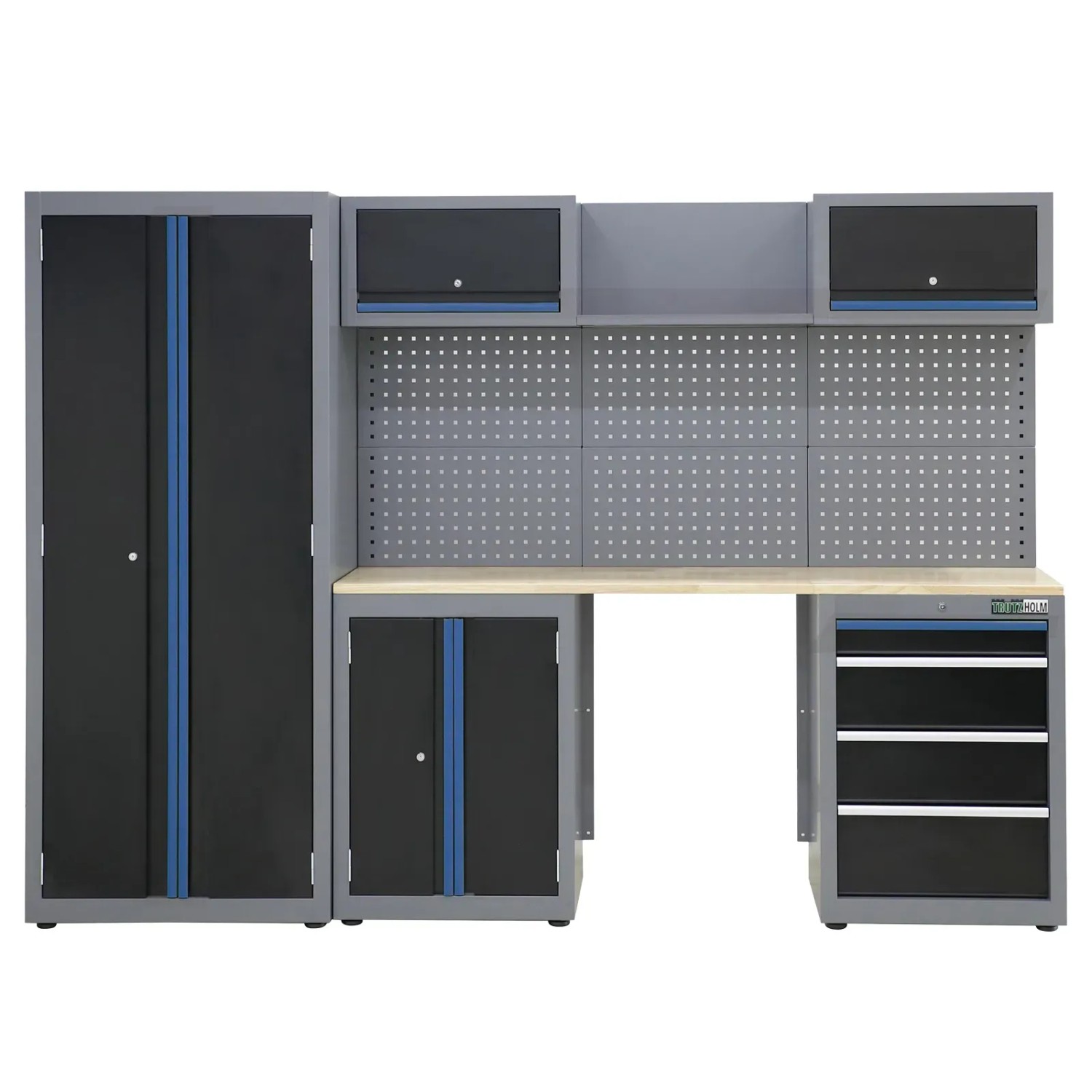 TRUTZHOLM Werkstattwand 13 Teile Modulares Werkstattschranksystem Aus Stahl Mit Lochwand Blau