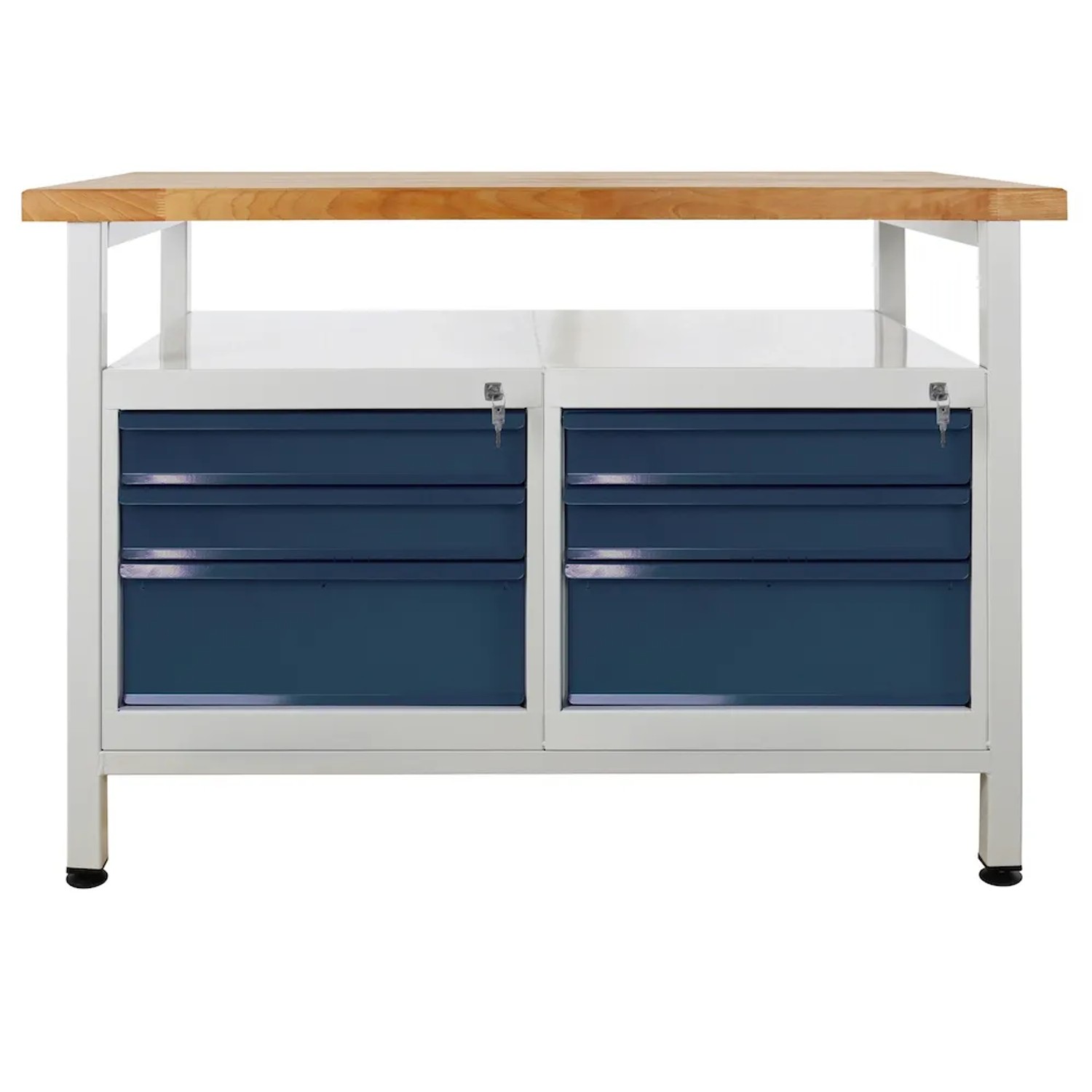 PROREGAL Werkbank Rhino mit Ablagefläche 6 Schubladen HxBxT 84 x 120 x 60 cm Traglast 300 kg Lichtgrau Anthrazitgrau