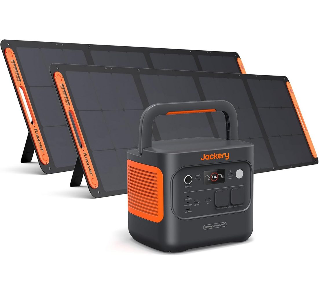 Jackery Solargenerator 2000 v2 tragbare Powerstation mit 2x200W Solarpanel