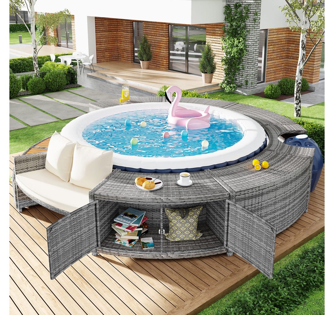 Poolumrandung Rund Whirlpool Umrandung Polyrattan Gartenmöbel