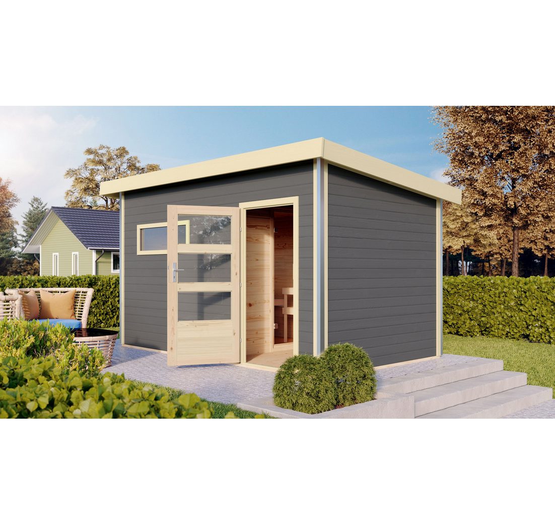 Karibu Saunahaus »Simon 3« mit moderner Tür