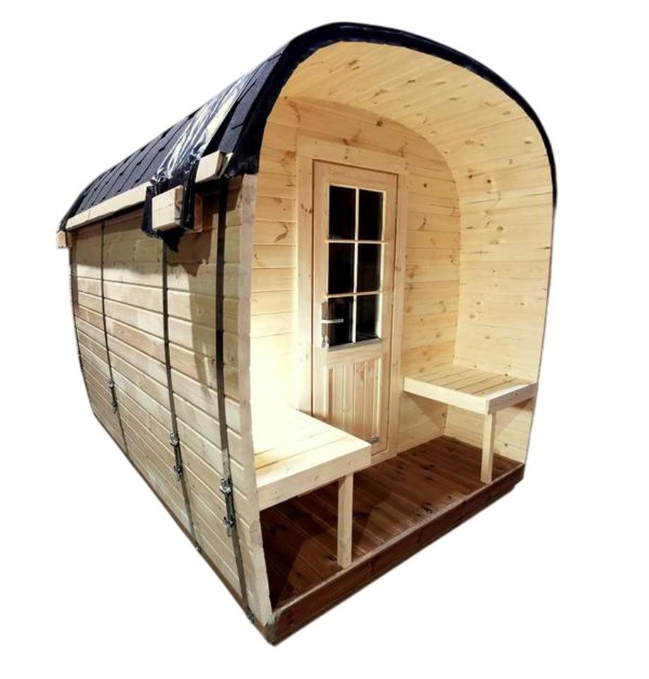 JVmoebel Saunahaus Massivholzsauna in Braun – Gartensauna aus Naturholz