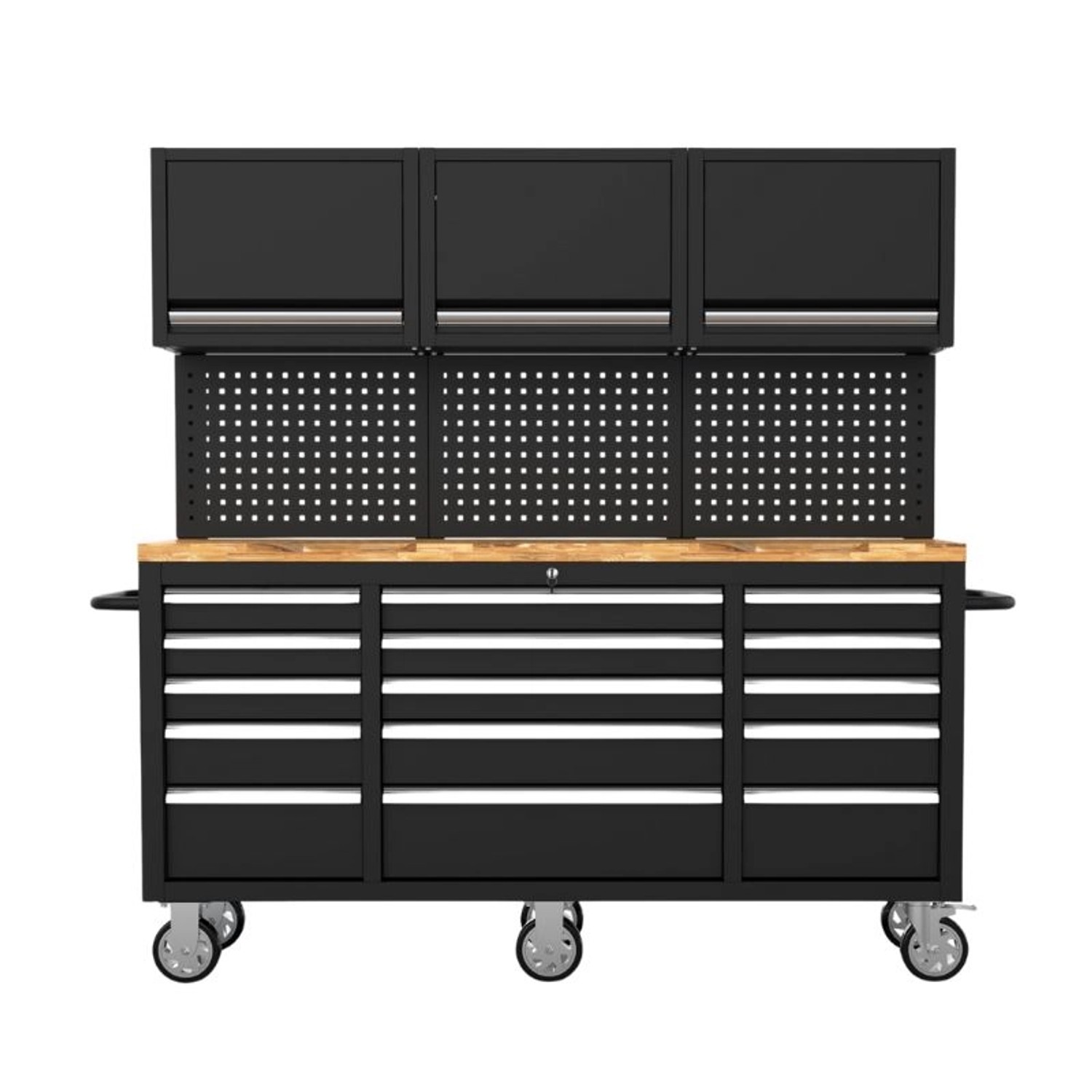 Galaflor Mobile Werkbank mit Lochwand Oberschränken und Arbeitsplatte 183 cm