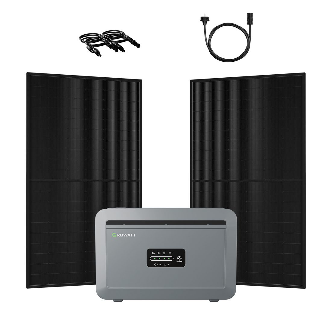 Growatt Balkonkraftwerk 1000W Bifazial PV mit Speicher 2048Wh Growatt NEXA 2000 All-in-One LFP