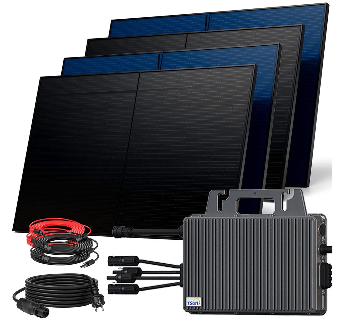 SUNNIVA Balkonkraftwerk 2000W BIFAZIAL FULLBLACK komplett Steckdose