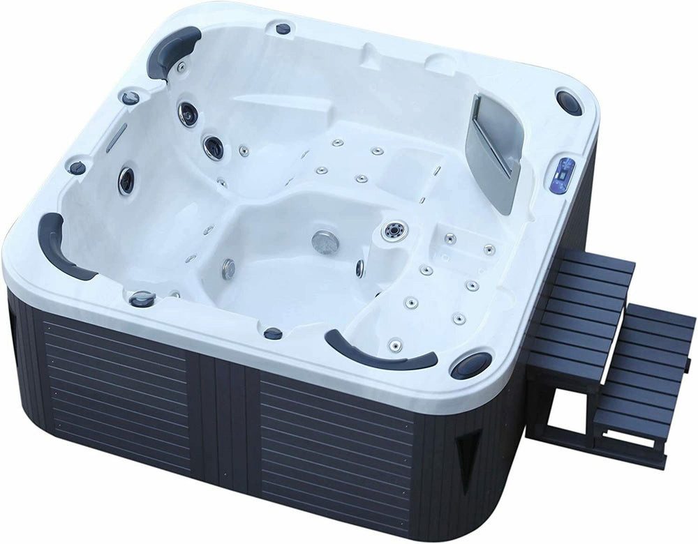 DEKO VERTRIEB BAYERN Whirlpool XXL Luxus SPA LED Whirlpool SET 215x215 Farblicht Outdoor Indoor Pool