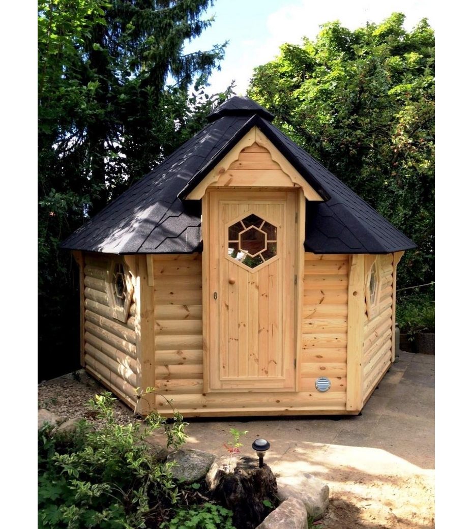 JVmoebel Saunahaus Fasssauna aus Holz für Garten und Außenbereich