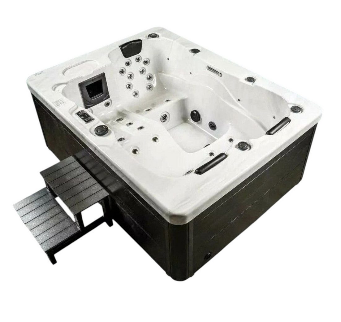 DEKO VERTRIEB BAYERN Whirlpool XXL Luxus SPA LED Whirlpool SET 210x160 Farblicht Outdoor+Indoor Pool