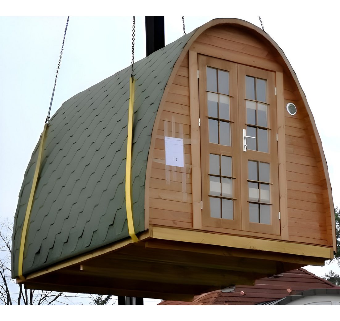 JVmoebel Saunahaus Gartensauna aus Holz mit Finnischem Ofen für entspannende Stunden