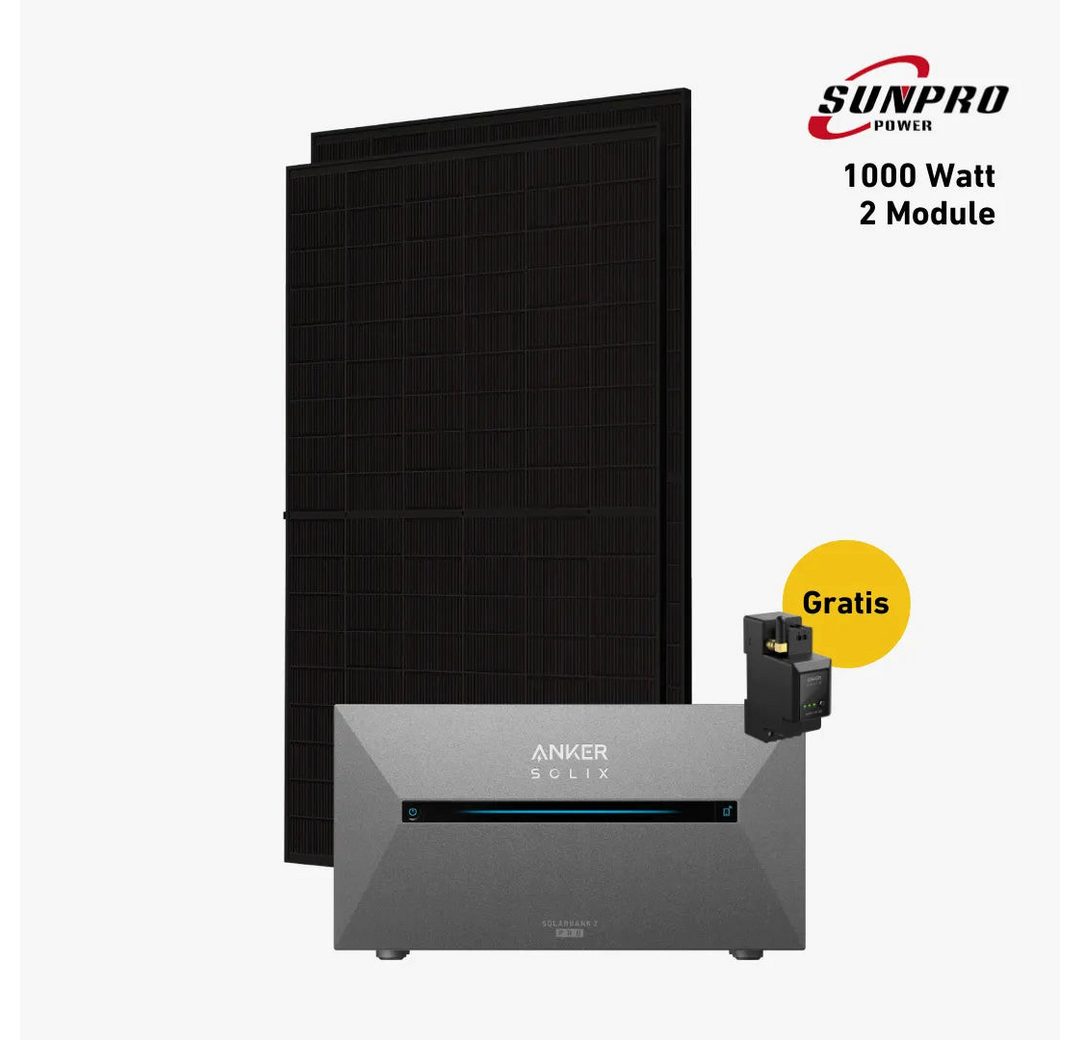 Balkonstrom Balkonkraftwerk 1000 Watt mit Speicher