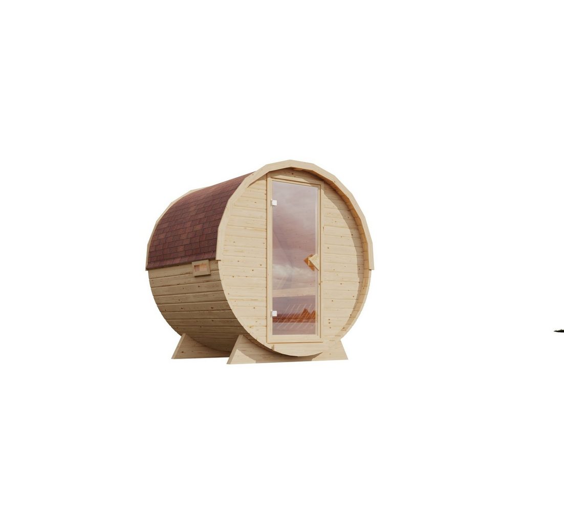 Karibu Saunahaus Sauna Fasssauna naturbelassen Ofen 9 kW integr. Steuerung