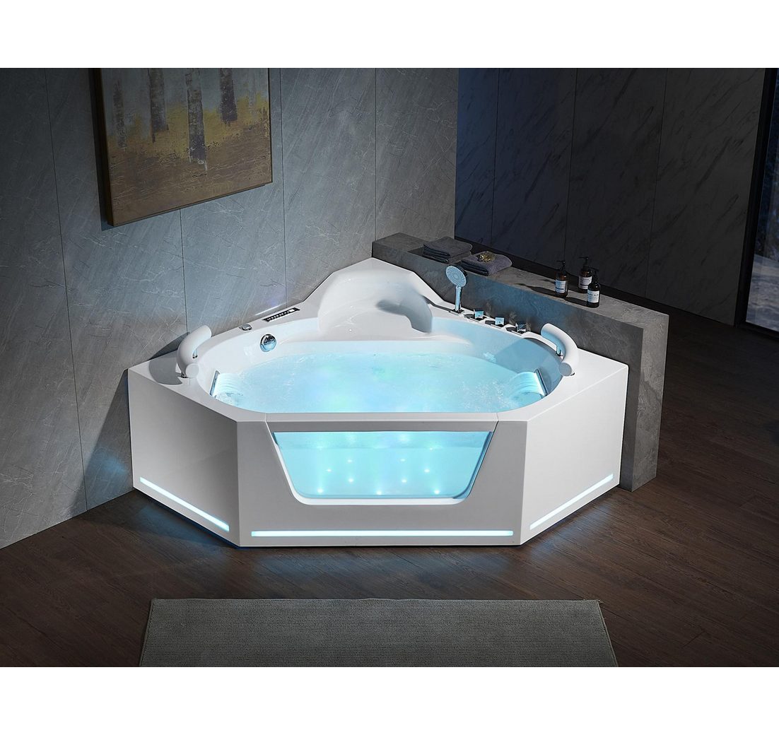 Xlmoebel Whirlpool Eckbadewanne mit Spa-Funktion und stilvollem Design