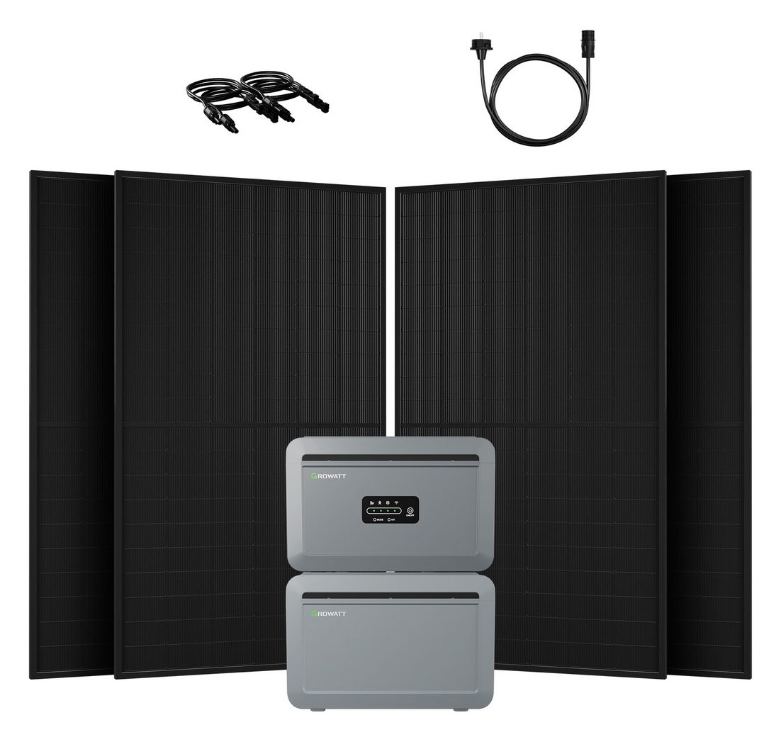 Growatt Balkonkraftwerk 2000W Bifazial PV mit Speicher Growatt NEXA 2000 4096-8192 Wh LFP