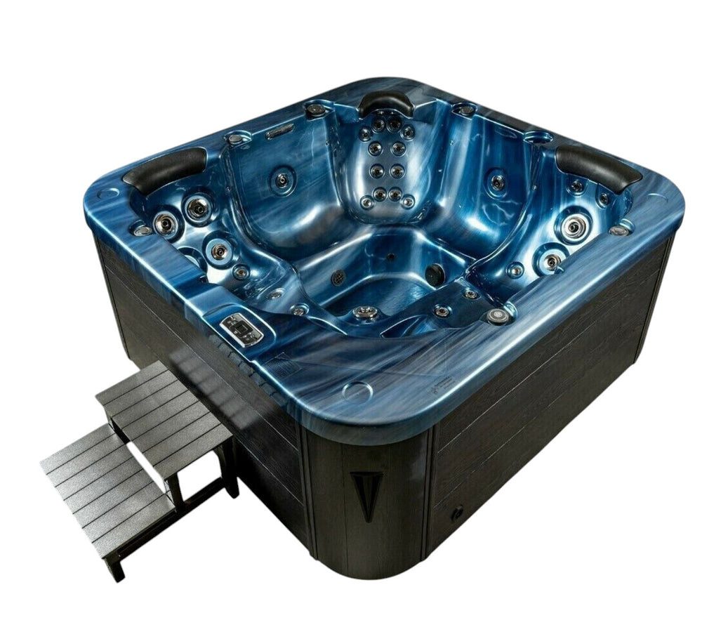 DEKO VERTRIEB BAYERN Whirlpool XXL Luxus SPA LED Whirlpool SET 215x215 Farblicht Outdoor+Indoor Pool