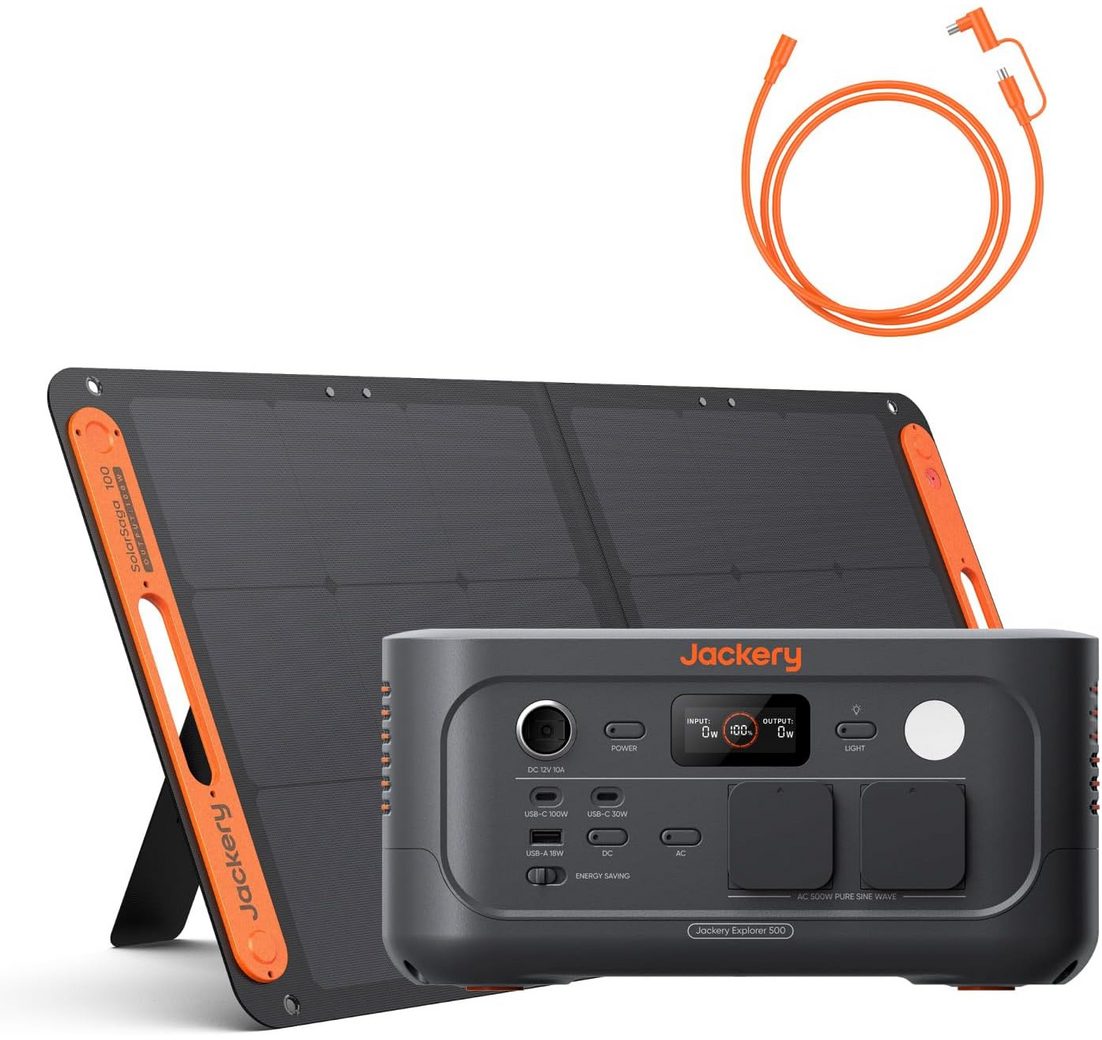 Jackery Stromerzeuger 500 v2 mit 100W Solarpanel