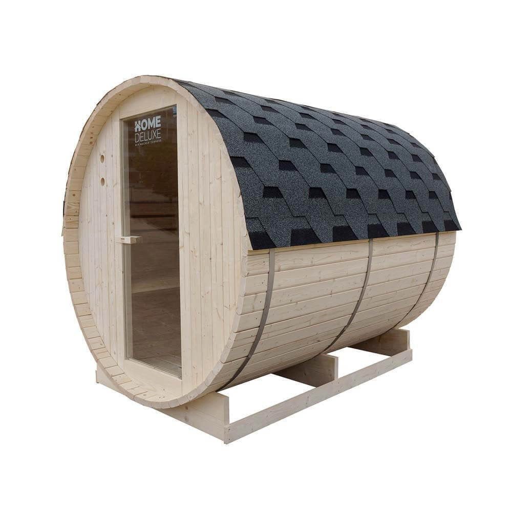 DEKO VERTRIEB BAYERN Fasssauna XXL Luxus Outdoor Fasssauna 191x220 cm SET Sauna inkl. 8 KW Saunaofen