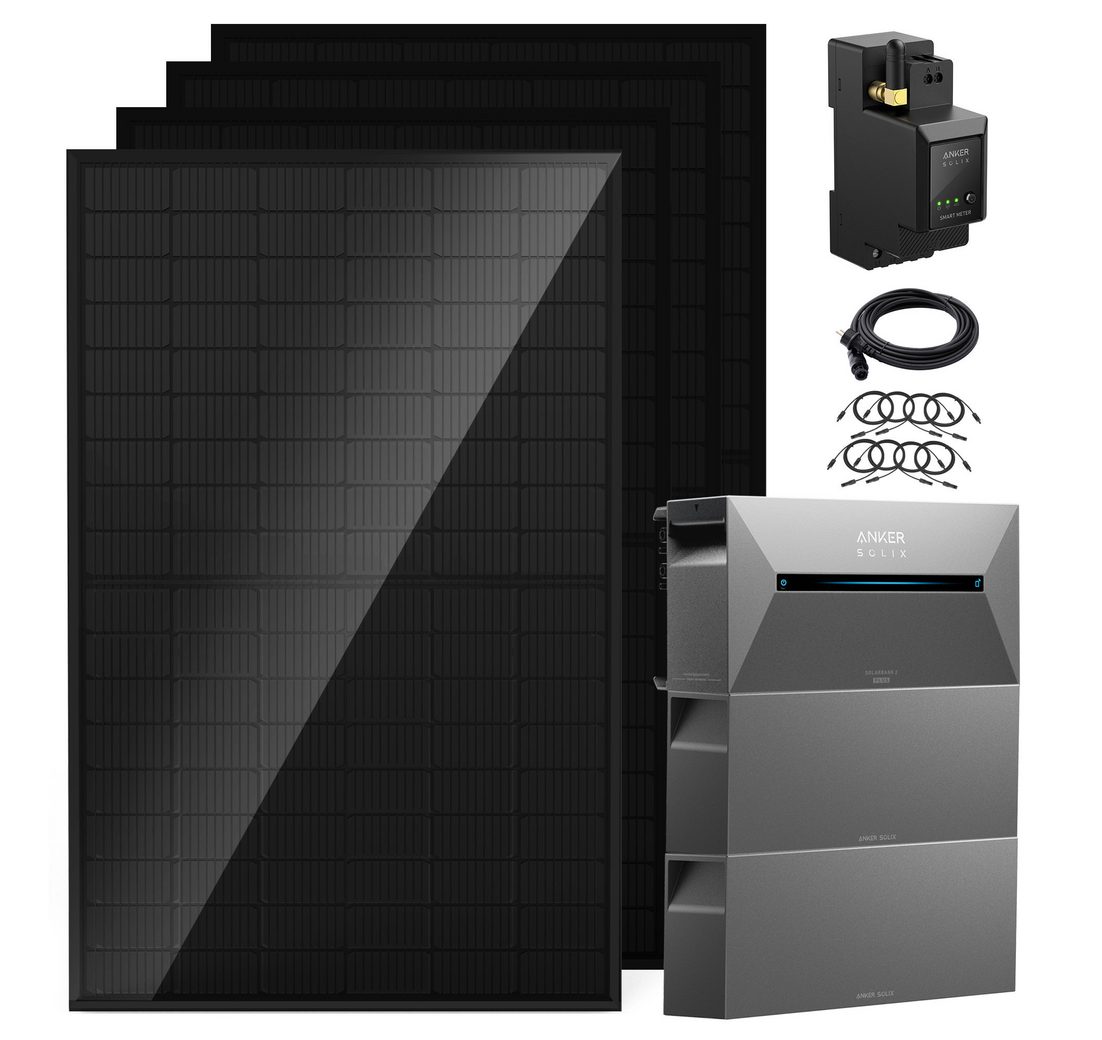 SolarMars Balkonkraftwerk mit Speicher 2000w( 500*4) mit Anker Solix Solarbank 2 E1600 Pro