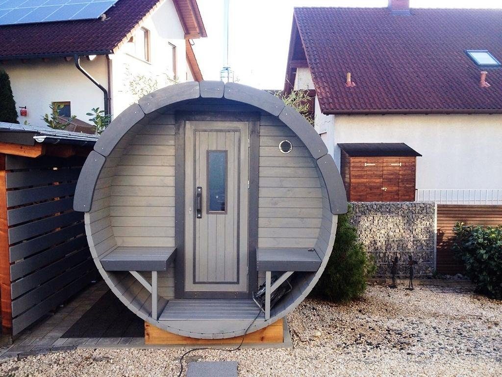 JVmoebel Fasssauna Holz Sauna für Garten und Camping - stilvolle Entspannung