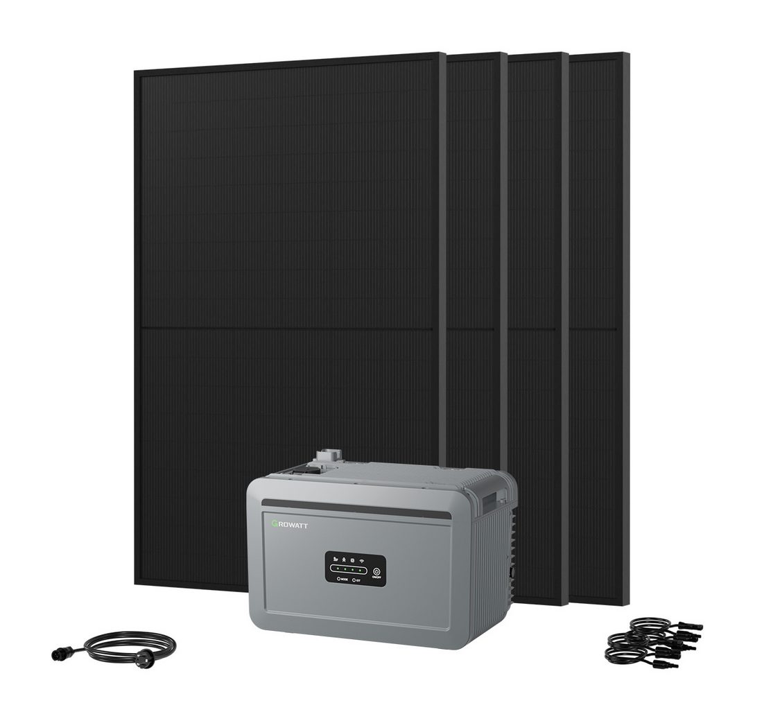 Growatt Balkonkraftwerk 1800W Bifazial PV mit Speicher Growatt NEXA 2000 2048-8192 Wh LFP