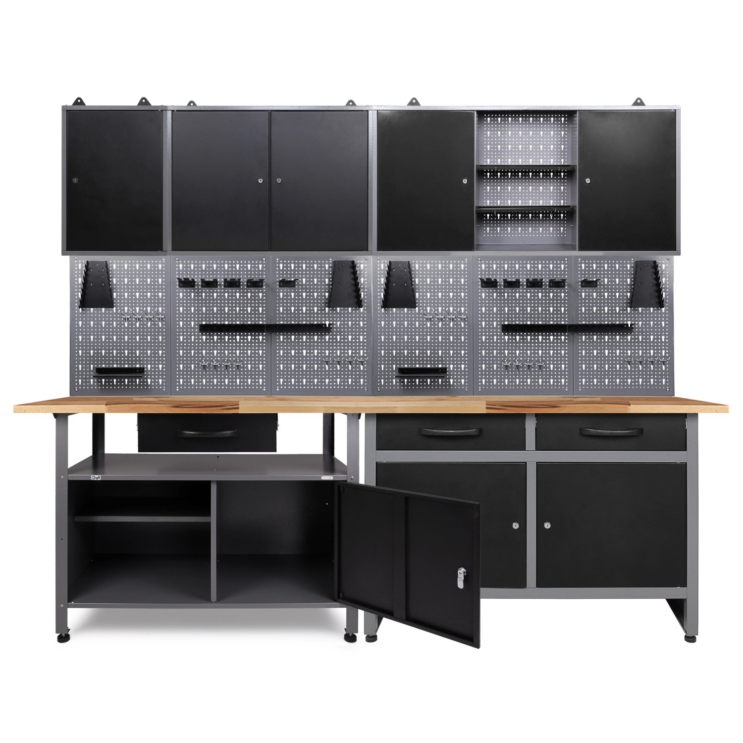 Ondis24 Werkbank Set Schöpfer 240 cm 3 Schränke Werkstatt