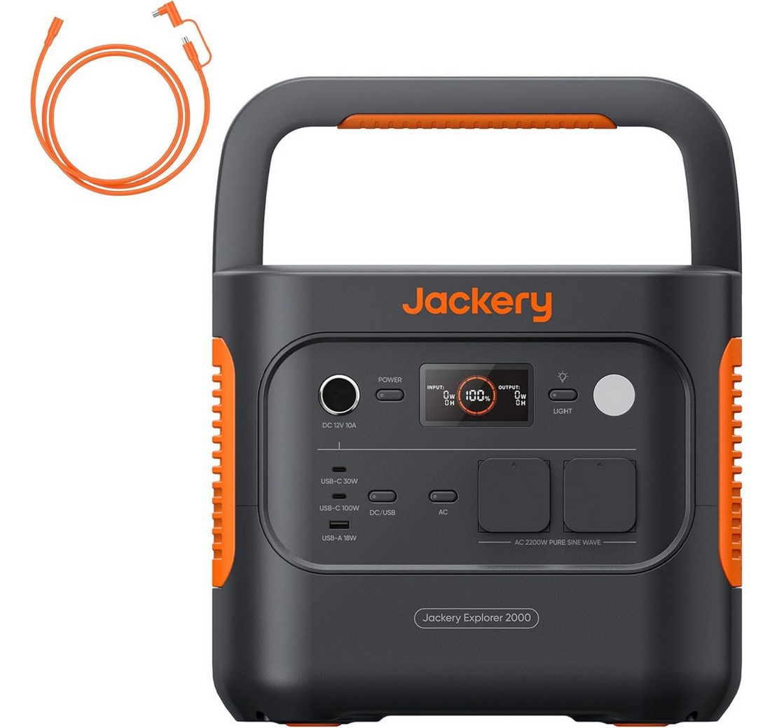 Jackery Stromerzeuger E2000 v2 tragbare Powerstation mit 5M Solarpanel Verlängerungskabel