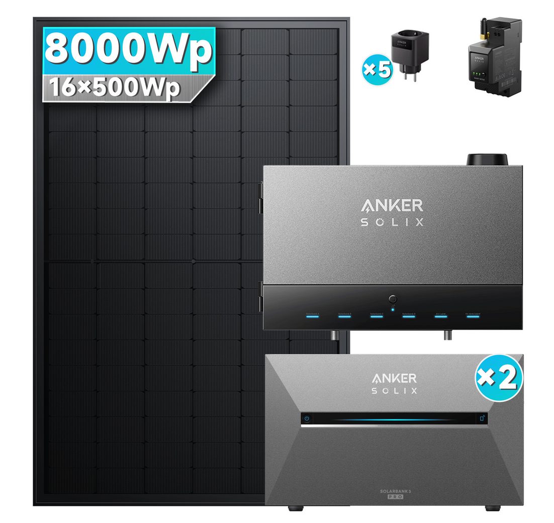 SolarMars Balkonkraftwerk mit Speicher 8000W mit Power Dock Solarbank Multisystem