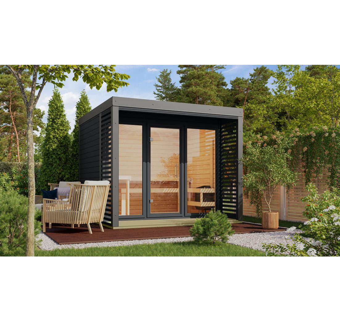 Karibu Saunahaus "Adrian 3" anthrazit-graualuminium