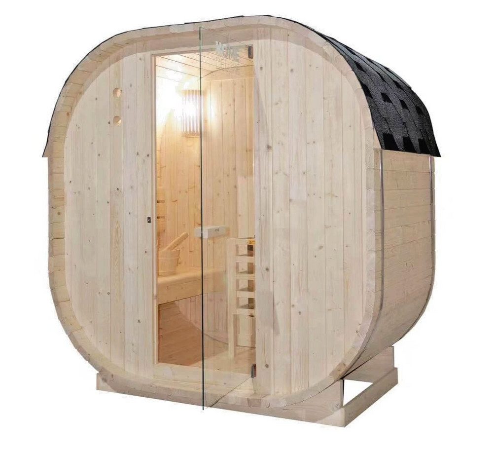 DEKO VERTRIEB BAYERN Fasssauna XXL Luxus Outdoor Fasssauna 194x120 SET Sauna inkl. 3