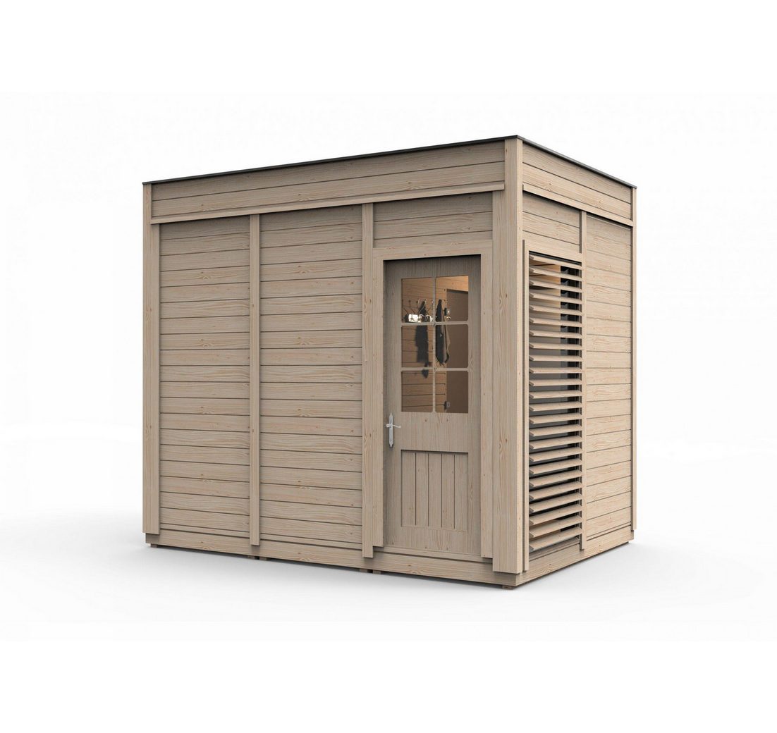 JVmoebel Saunahaus Holzsauna für den Garten in Braun – Trockensauna für Entspannung