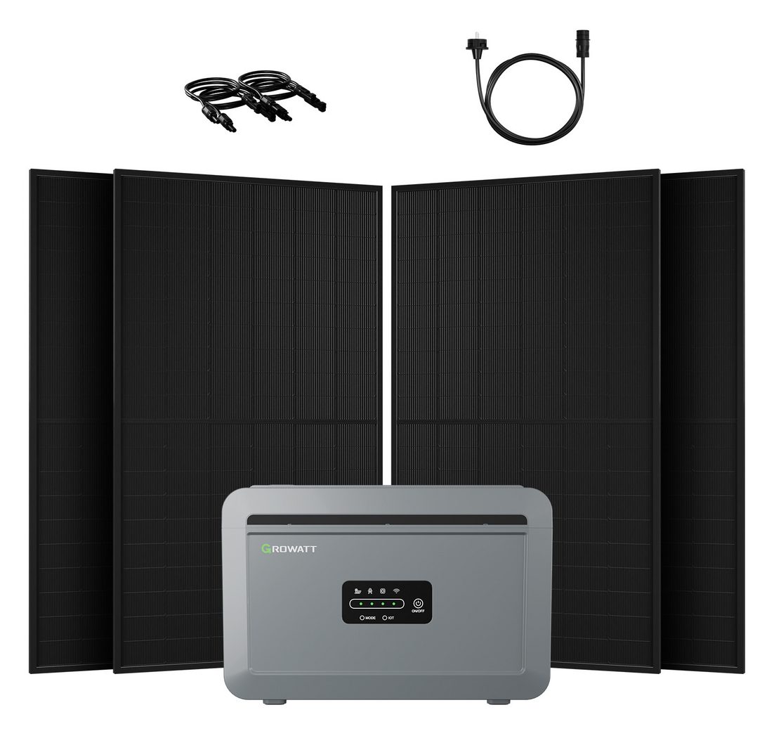 Growatt Balkonkraftwerk 2000W Bifazial PV mit Speicher 2048Wh Growatt NEXA 2000 All-in-One LFP