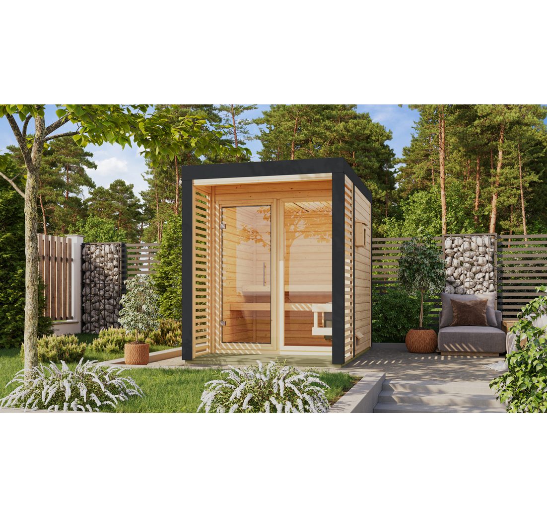 Karibu Saunahaus »Adrian 1« naturbelassen/anthrazit