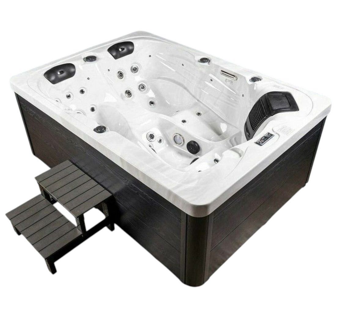 DEKO VERTRIEB BAYERN Whirlpool XXL Luxus SPA LED Whirlpool SET 220x156 Farblicht Outdoor+Indoor Pool