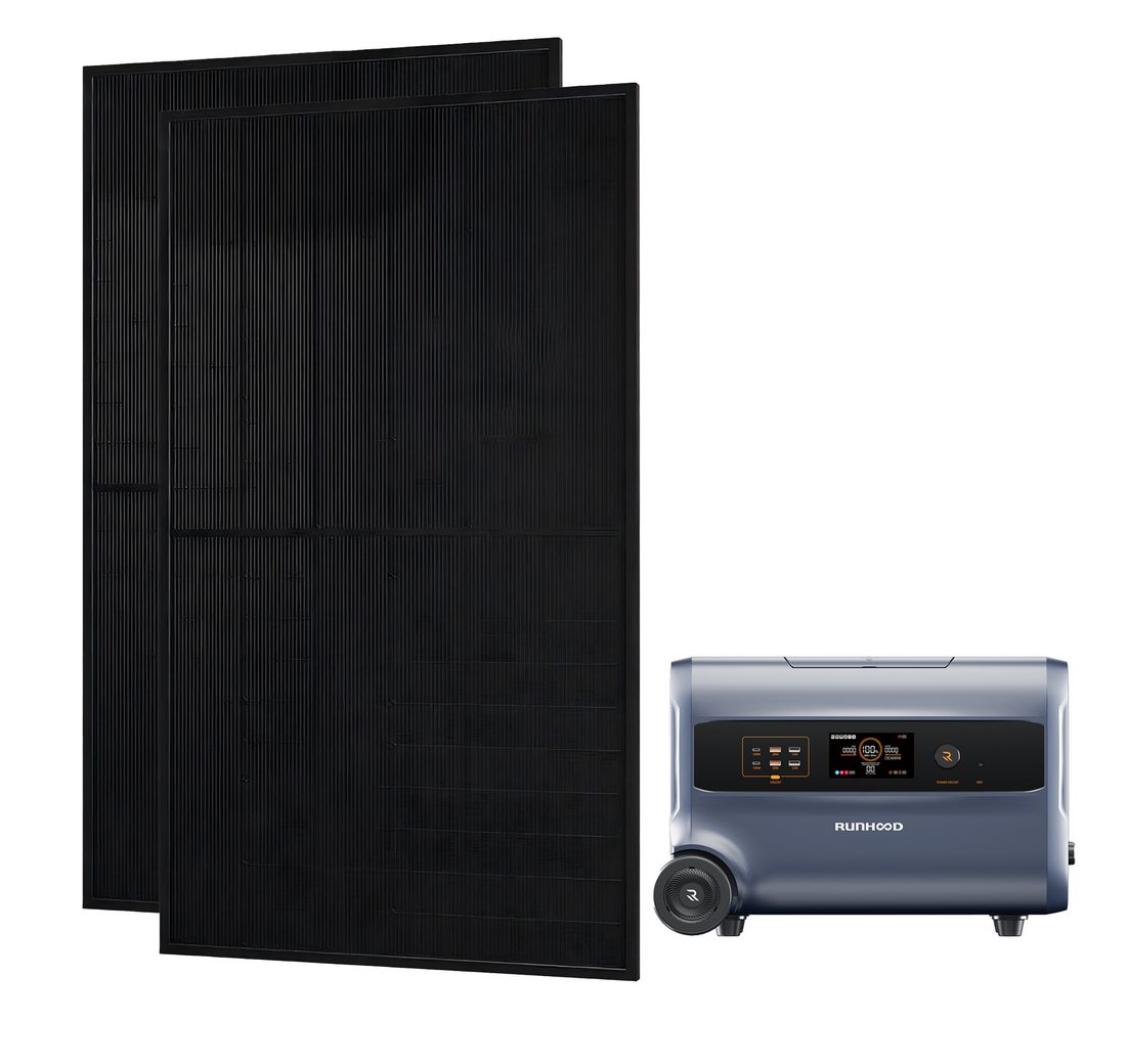 RUNHOOD Balkonkraftwerk PV-Komplettset 1000/2000W F2400 Speicher