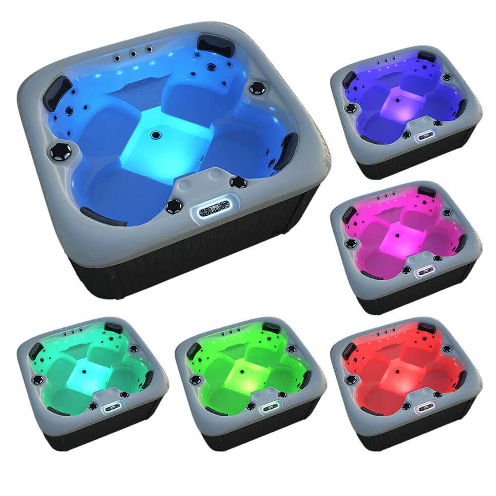 DEKO VERTRIEB BAYERN Whirlpool XXL Luxus SPA LED Whirlpool SET 180x160 Farblicht Outdoor Indoor Pool