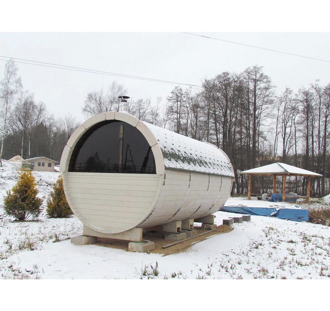 JVmoebel Fasssauna Fasssauna aus Thermoholz für bis zu 8 Personen