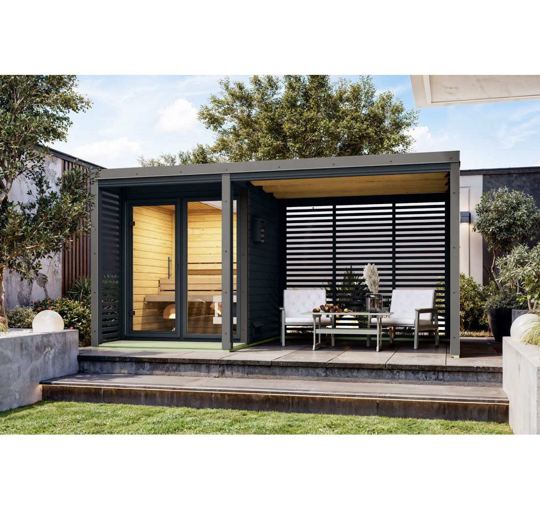 Karibu Saunahaus "Adrian 1" anthrazit-graualuminium