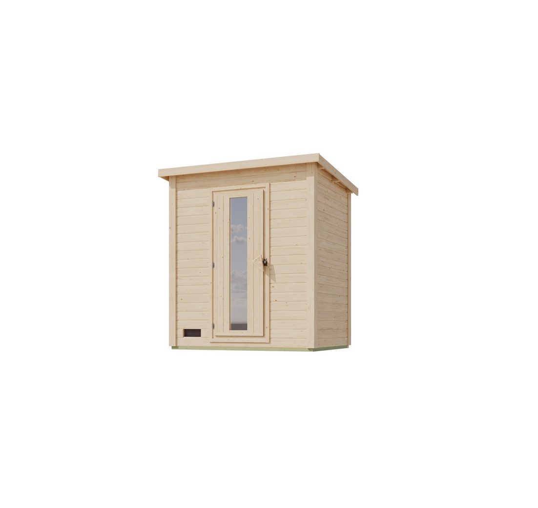 Karibu Saunahaus Karibu 38 mm Saunahaus Melo 1 naturbelassen mit Ofen 9 kW
