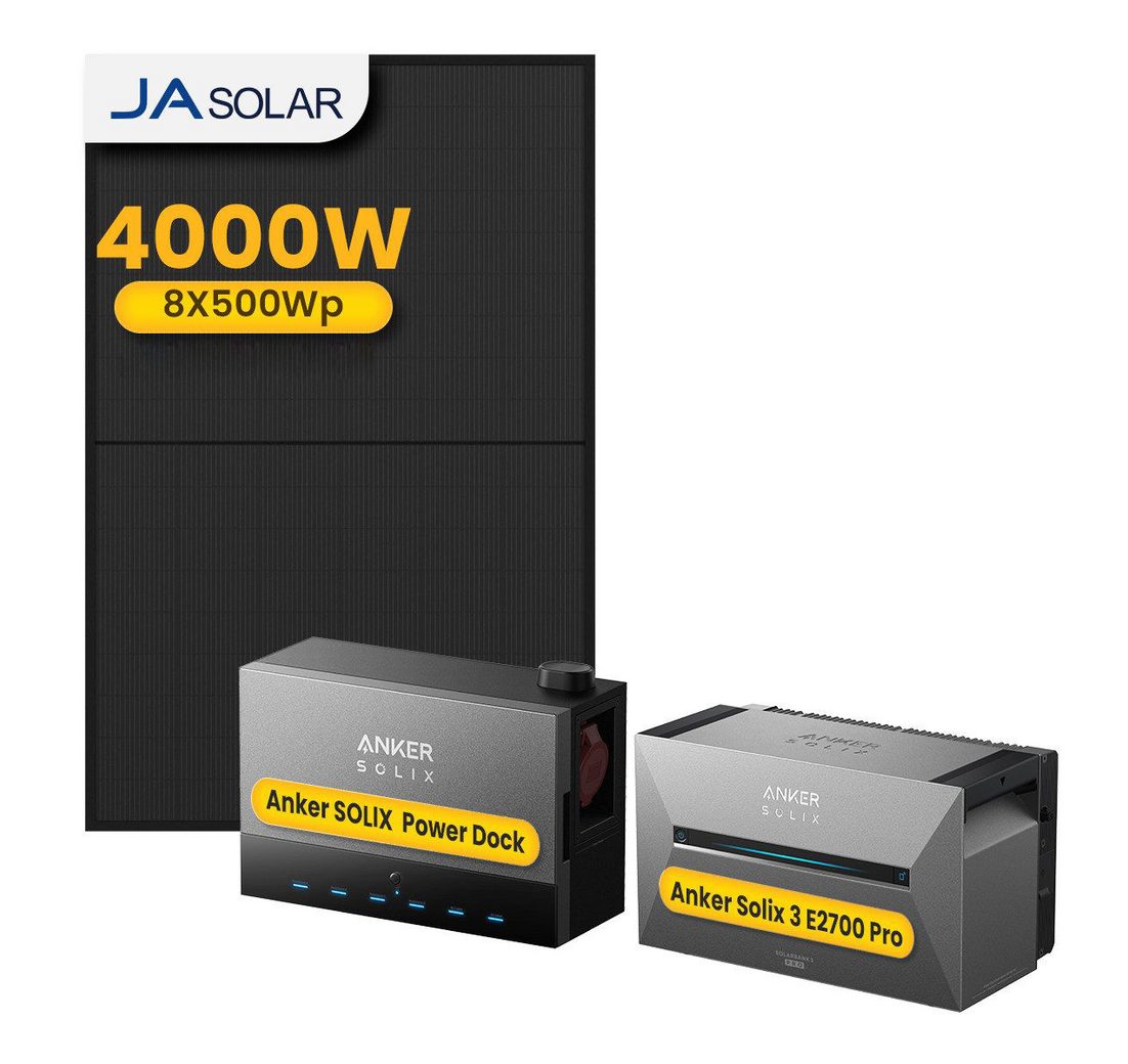 Anker Balkonkraftwerk 4000W Anker SOLIX Solarbank Power Dock mit Solarbank 3 Pro Speicher