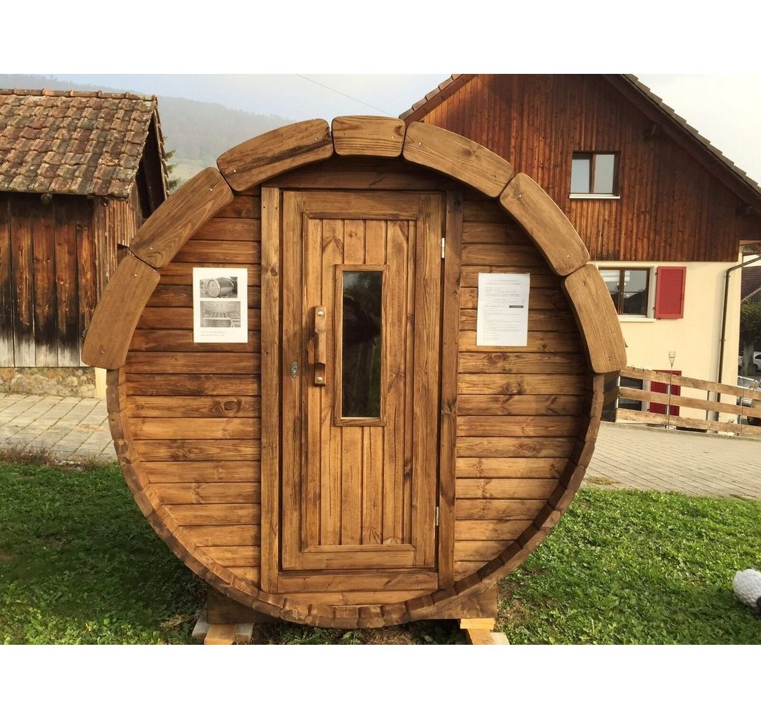 JVmoebel Fasssauna Fasssauna aus Holz für den Garten