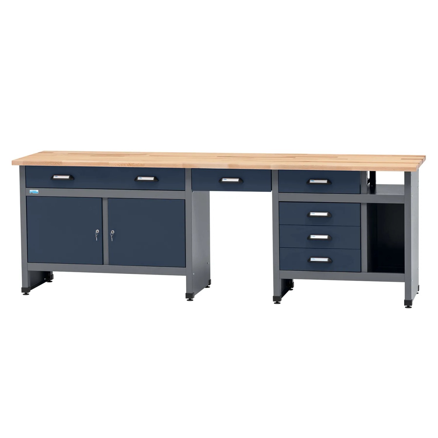 Küpper Werkbank-Set 6-Türig mit 6 Schubladen 204 x 240 x 60 cm Dunkelblau