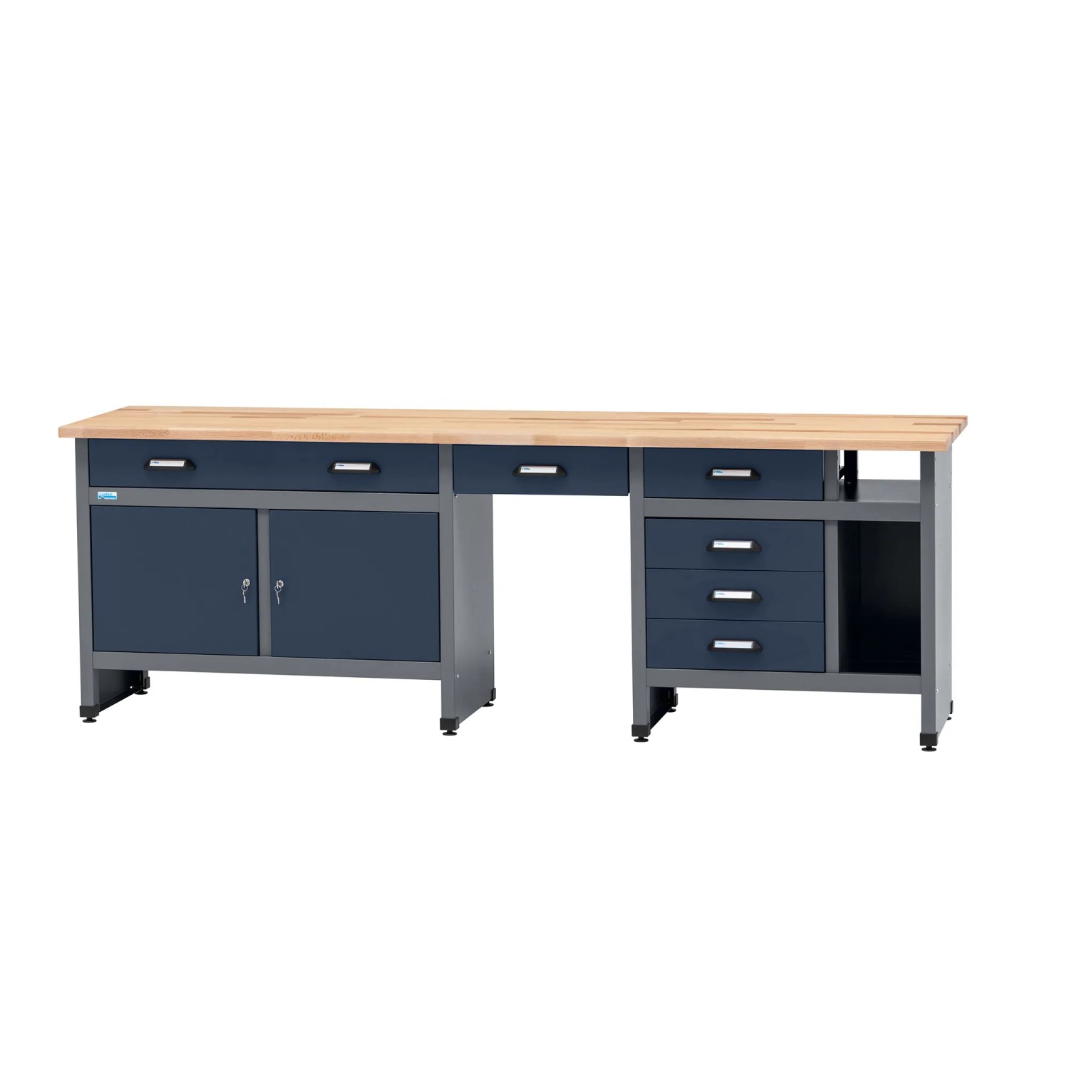 Küpper Werkbank 6 Schubladen 2 Türen Sitzraum 84 x 240 x 60 cm Dunkelblau
