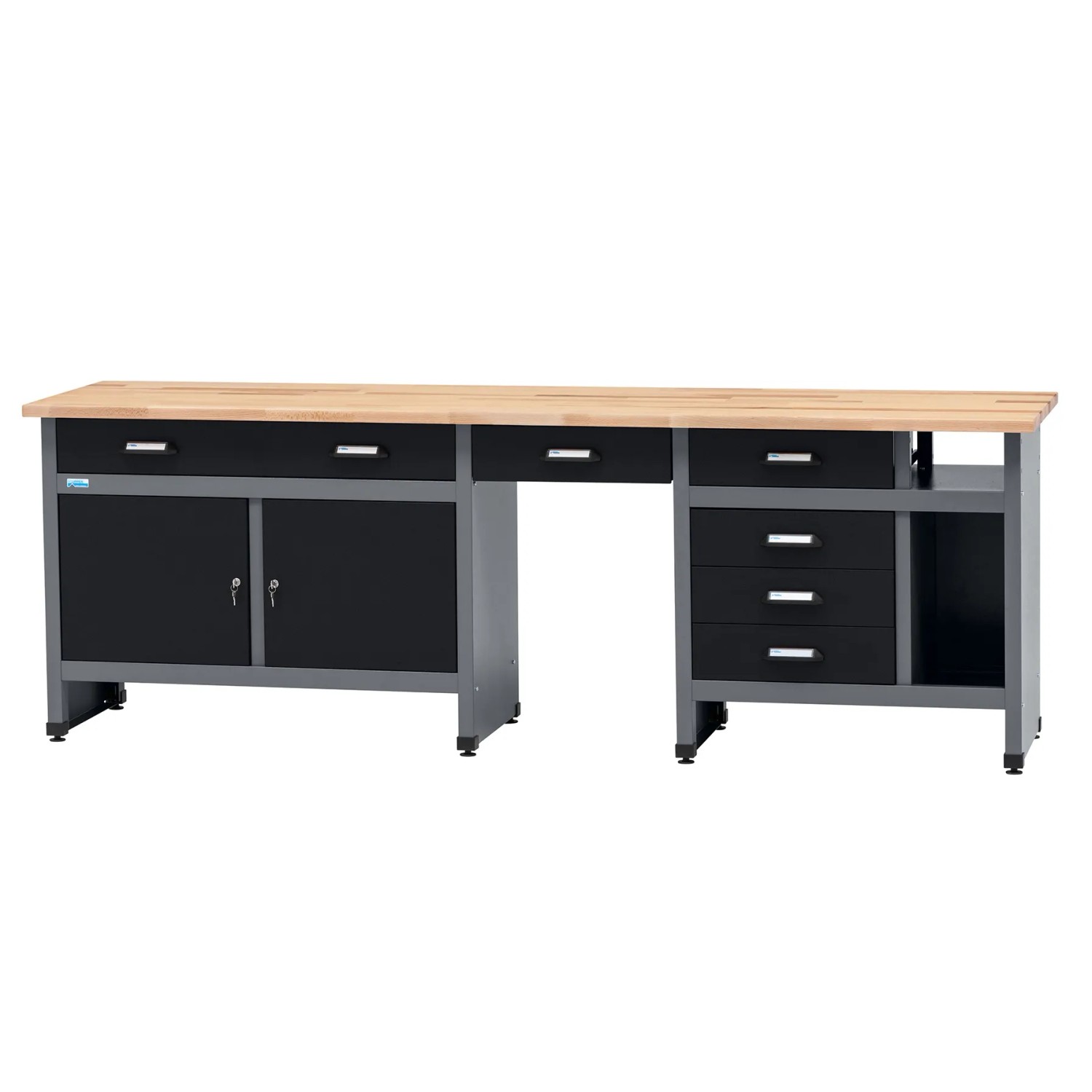 Küpper Werkbank-Set 6-Türig mit 6 Schubladen 204 x 240 x 60 cm Schwarz-Grau