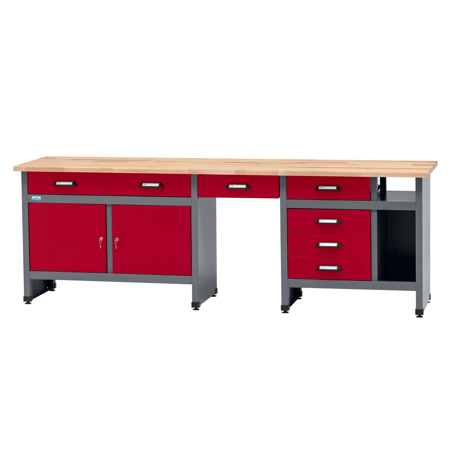 Küpper Werkbank-Set 6-Türig mit 6 Schubladen 204 x 240 x 60 cm Dunkelrot