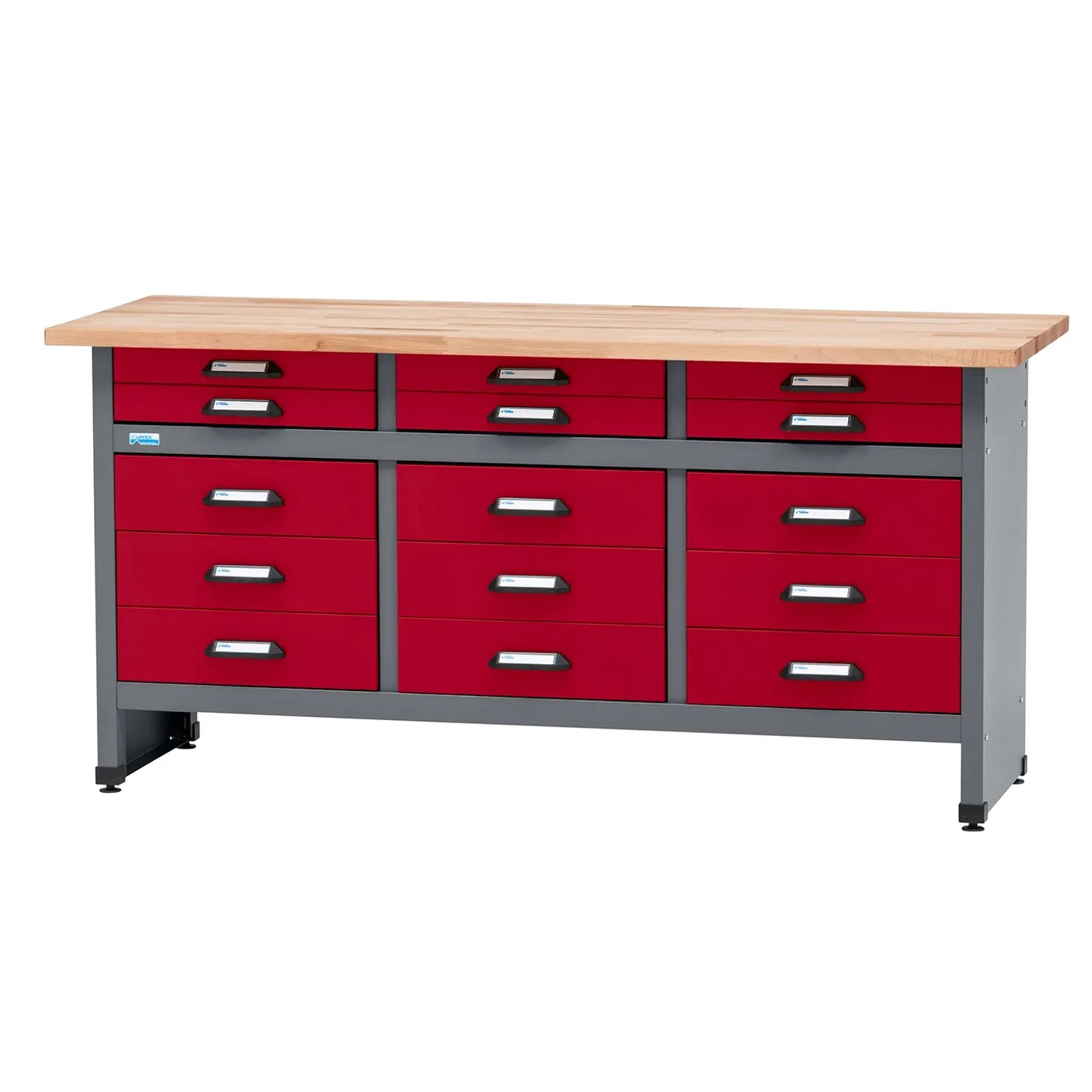 Küpper Werkbank mit 15 Schubladen 84 x 170 x 60 cm Dunkelrot