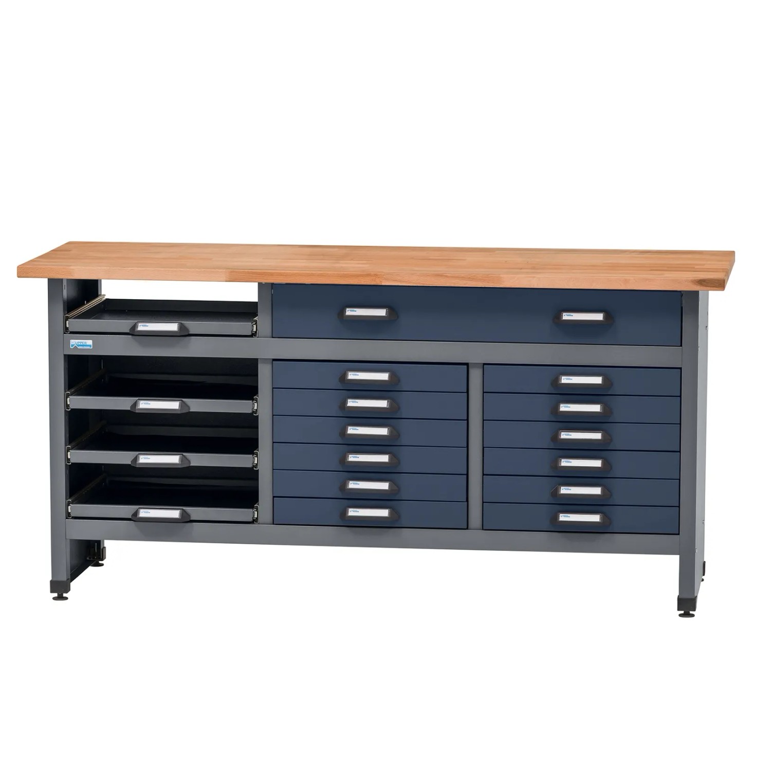 Küpper Werkbank mit 17 Schubladen 84 x 170 x 60 cm Dunkelblau