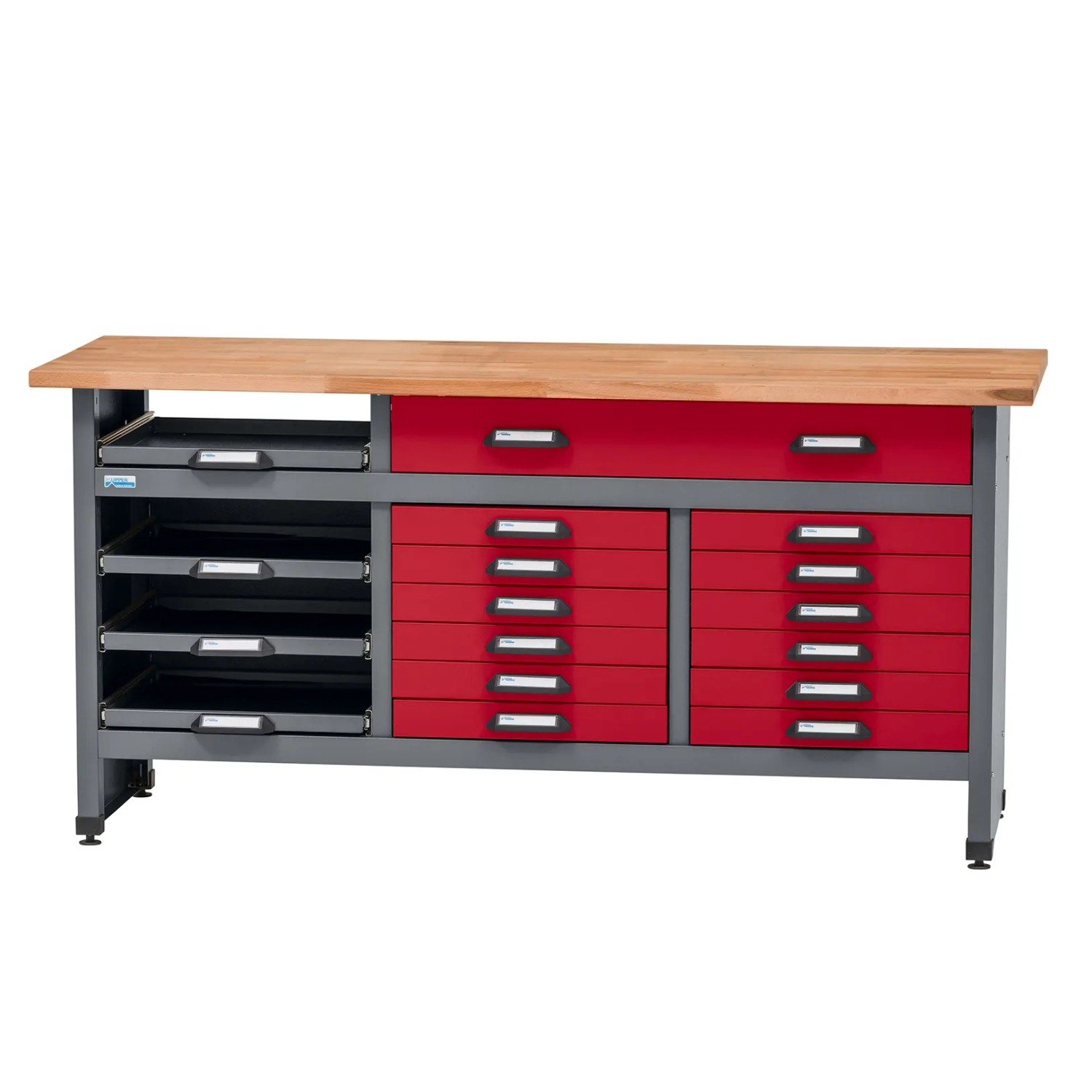 Küpper Werkbank mit 17 Schubladen 84 x 170 x 60 cm Dunkelrot