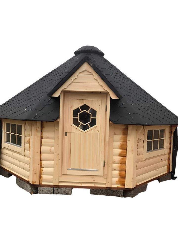 JVmoebel Saunahaus Holzsauna mit transparentem Design für entspannende Wellnessmomente