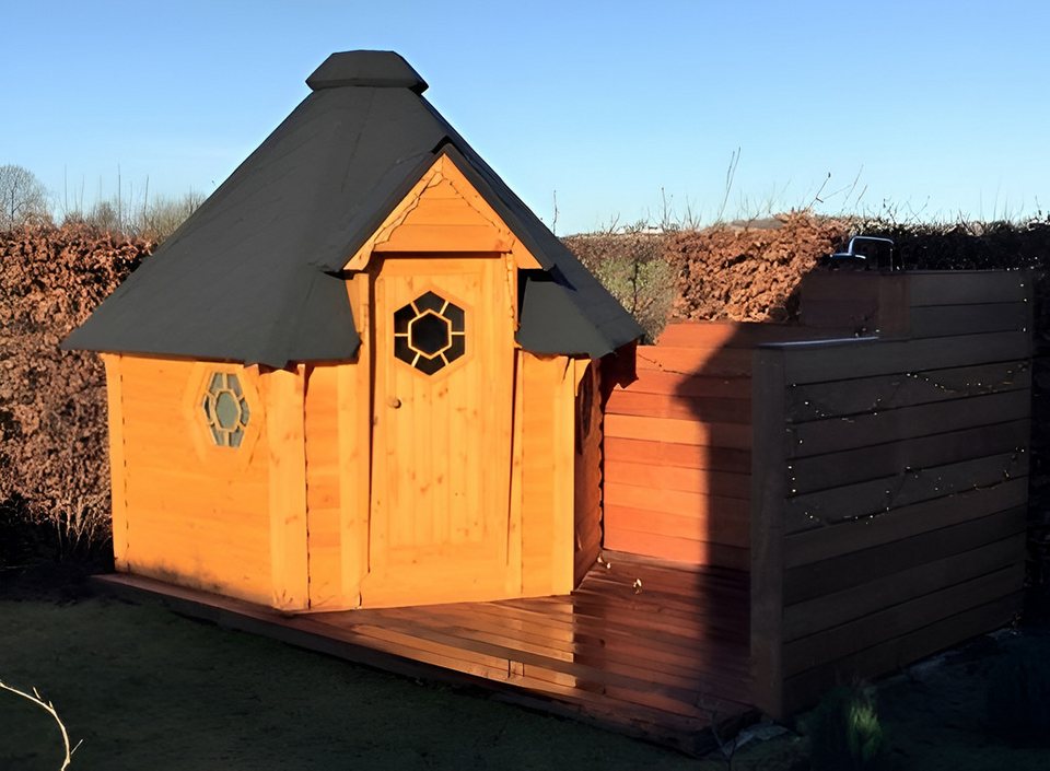 JVmoebel Saunahaus Trockensauna aus Holz in Braun für entspannende Auszeiten im Garten